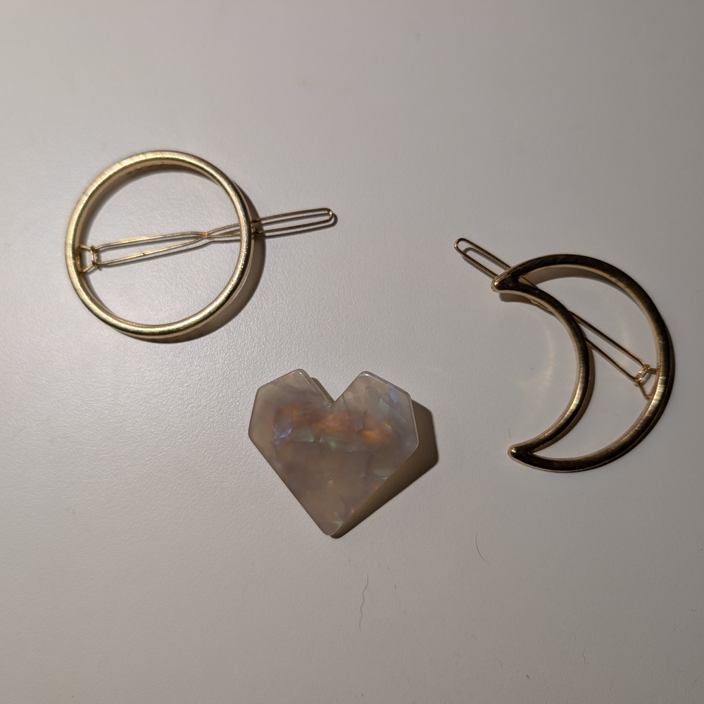 Gold and Iridescent Hair Clip Set